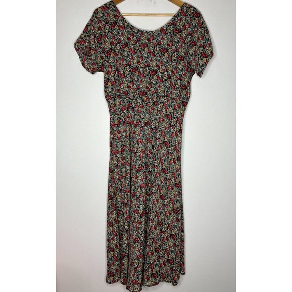 90's Rabbit Rabbit Rabbit Floral Women's Size 10 Made in USA Dress - Picture 9 of 10
